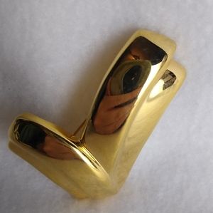 Vintage Signed Monet Check Mark Brooch Pin Gold Tone 2" x 1" EUC
